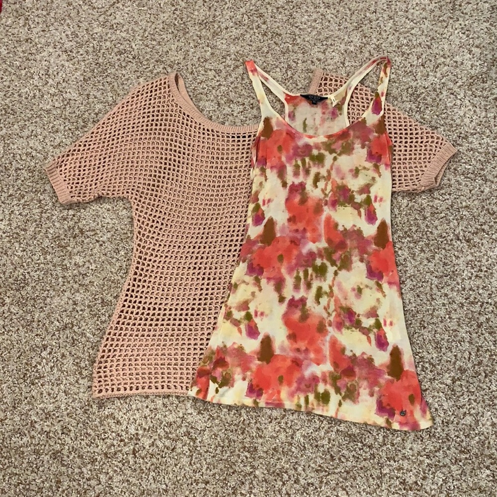 Pink knit top with coordinating tank.